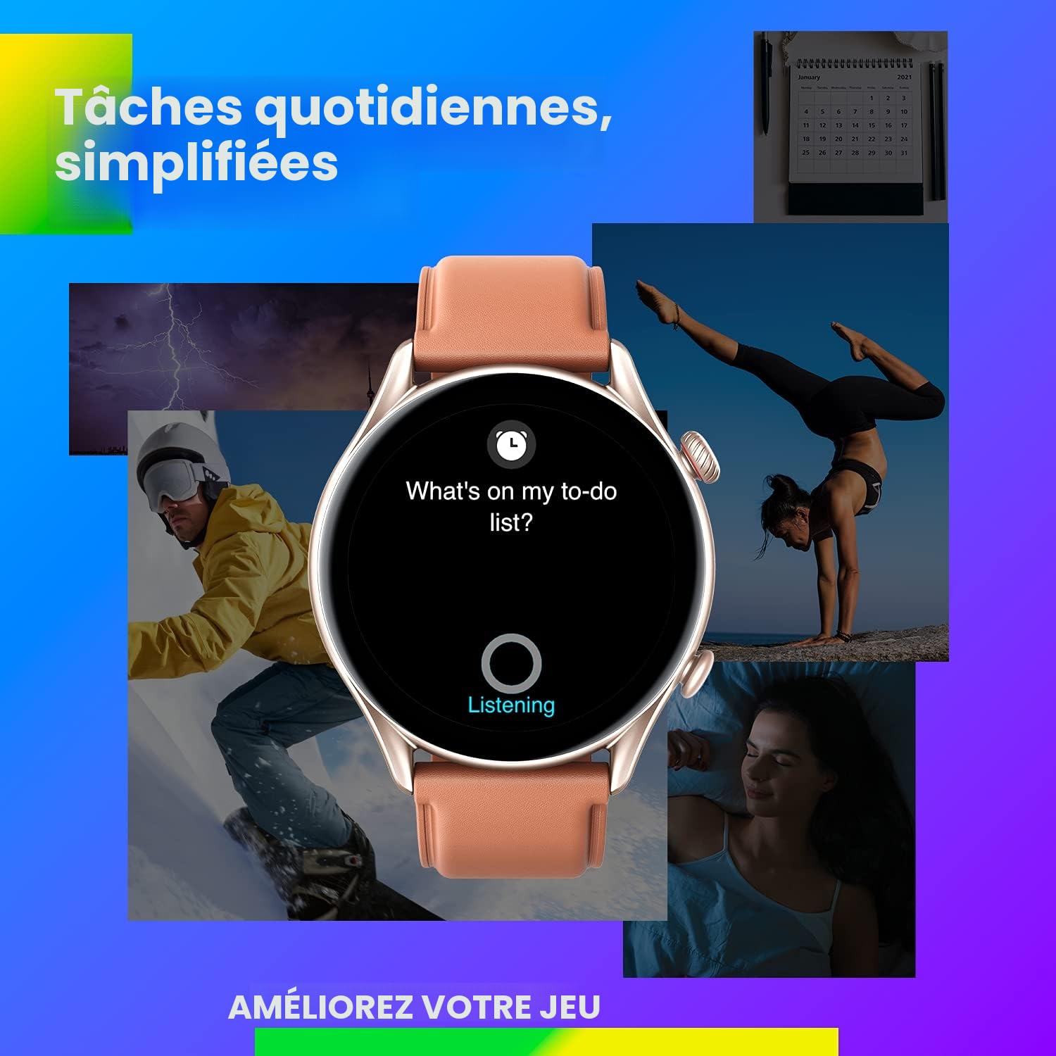 Amazfit GTR 3 Pro Montre Connectée, GPS, SpO2/Cardiofréquencemètre/Moniteur de Sommeil, 150+ Modes Sportifs, Appels Bluetooth, Alexa, 1.45" AMOLED Smartwatch Sport (Brun)