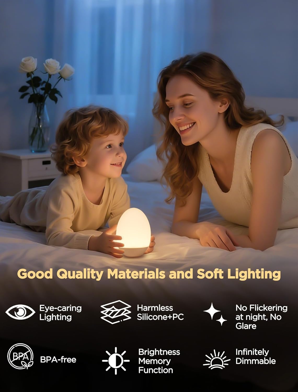 Silicone Egg Light for Nursery with 256 RGB Color,Dimmable Night Light for Kids,Brightness Memory Baby Night Light,Soft BPA Free Table&Bedside Lamp for Toddler,Weeble Wobble Toy,Mood Lighting