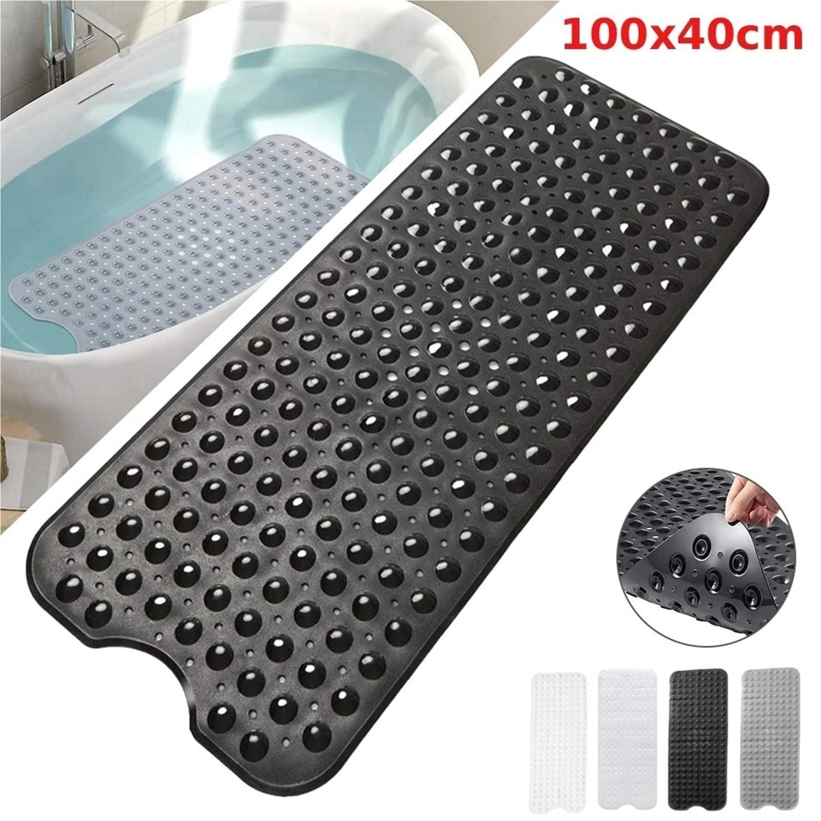Antirutschmatte füR Badewanne 100 x 40 cm rutschfeste, schnell trocknende Badematte aus PVC