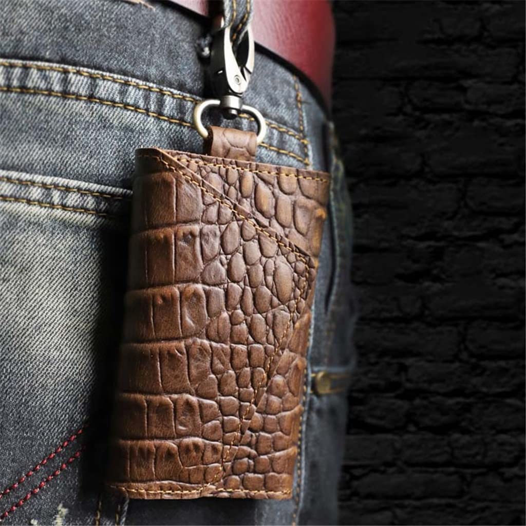 Sac à clés de Voiture en Cuir Fait Main pour Homme, Multifonctionnel et rétro, à Suspendre à la Taille