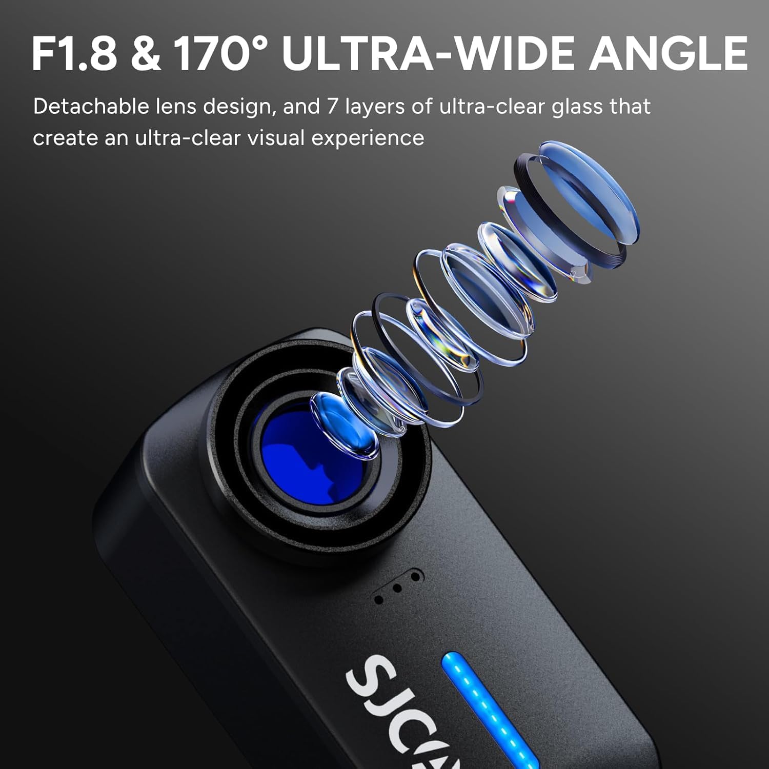 710skYndLcL._AC_SL1500_ S-JCAM Câmera de ação de bolso C110Plus 4K, FOV de 170°, mini câmera corporal de estabilização de 6 eixos, impermeável, vestível, POV portátil, Spkr e microfone integrados para vlogging-Black