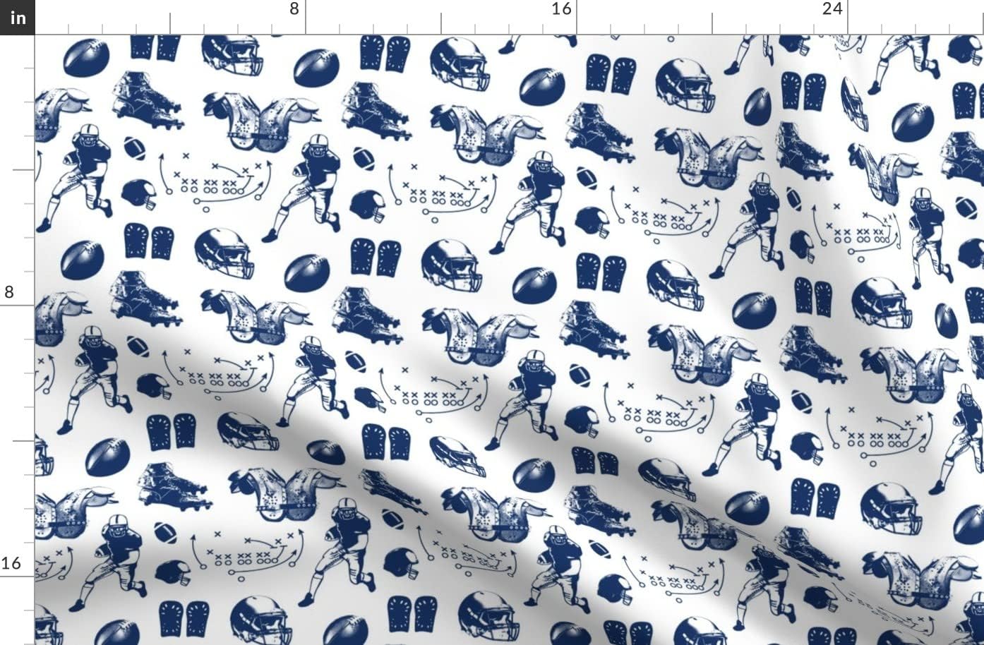 Spoonflower Fabric - Football American Sports Navy Blue Equipment Boys Sfaut15 Gear Printed on Organic Cotton Sateen Fabric by The Yard - Sewing Quilting Apparel Home Decor
