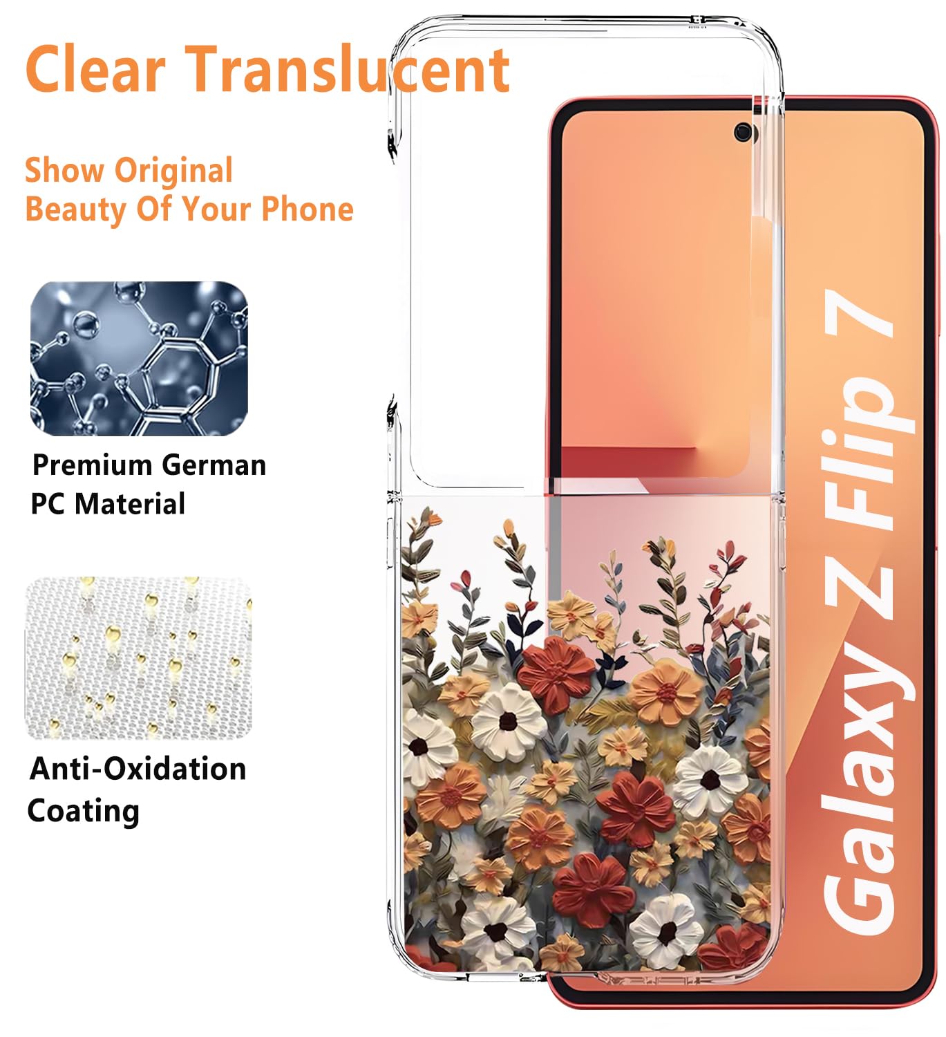 TXXO ZFlip 7 Case Clear Matte for Samsung Galaxy Z Flip 7 Case