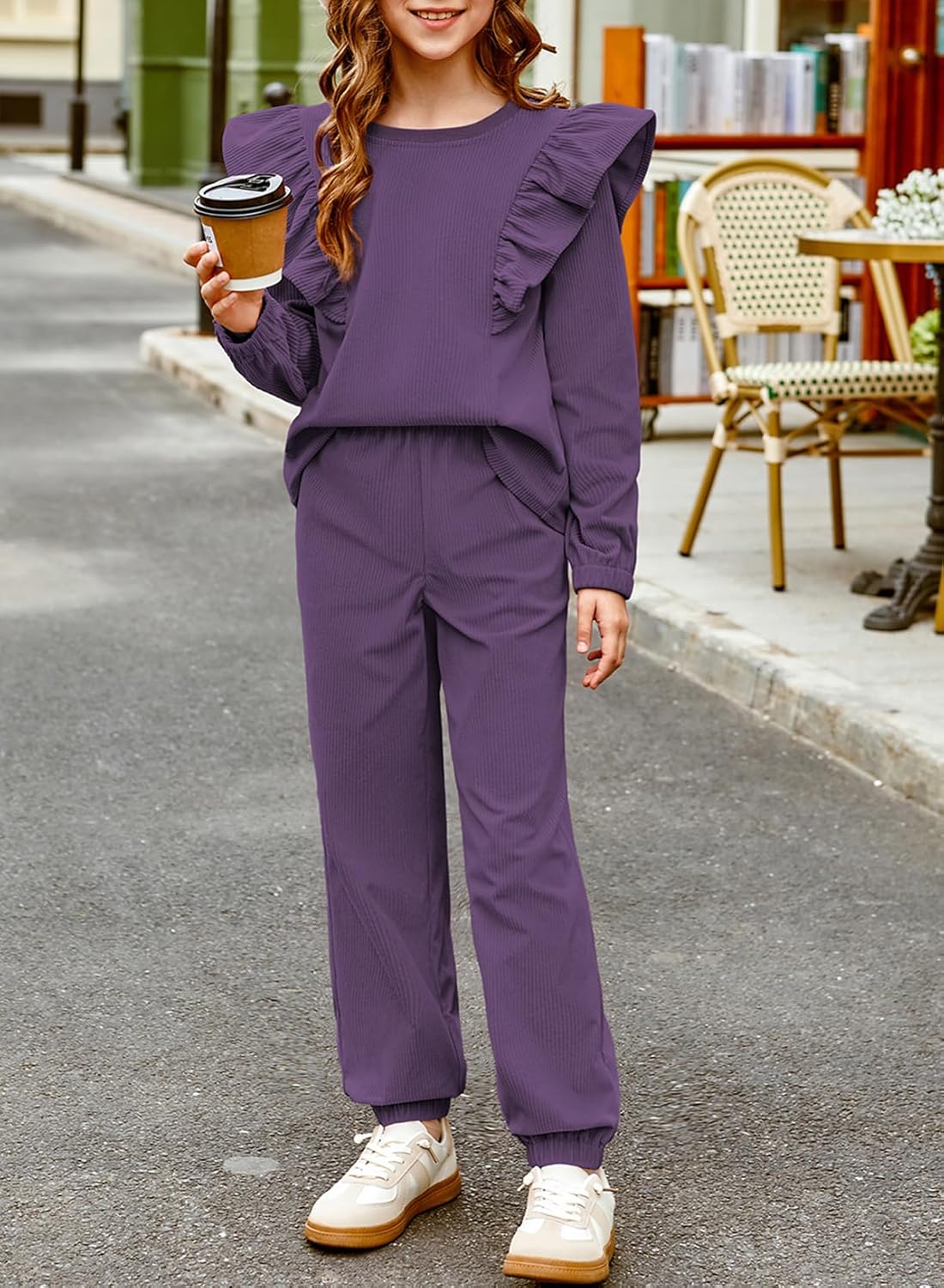 blibean Girls 2025 Fall Clothes Sets Kids Corduroy Sweat Outfits Size 6-15 Years Old - Image 4