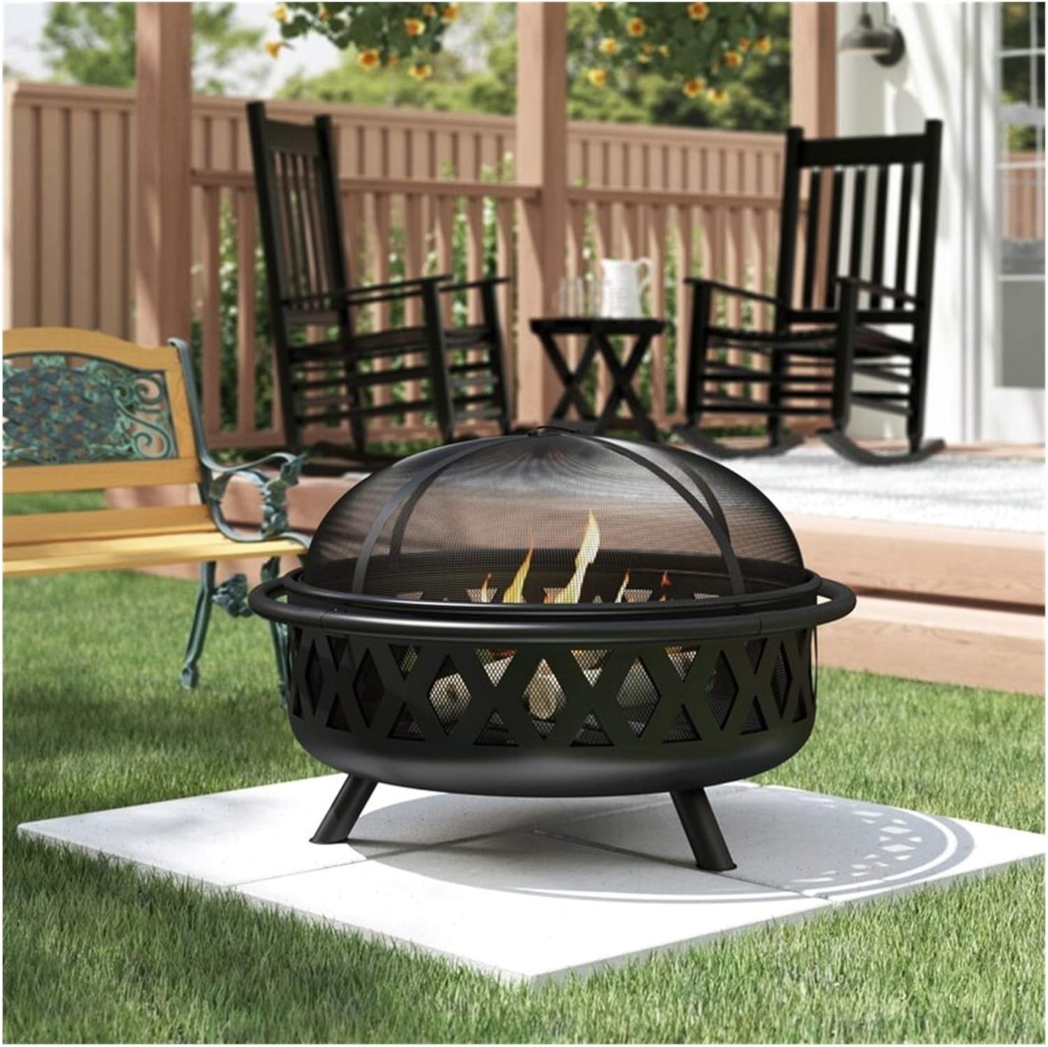 Outdoor Fire Pit Garden Fire Pit, European Style Cooking Fire Pit, for Backyard Terrace Patio