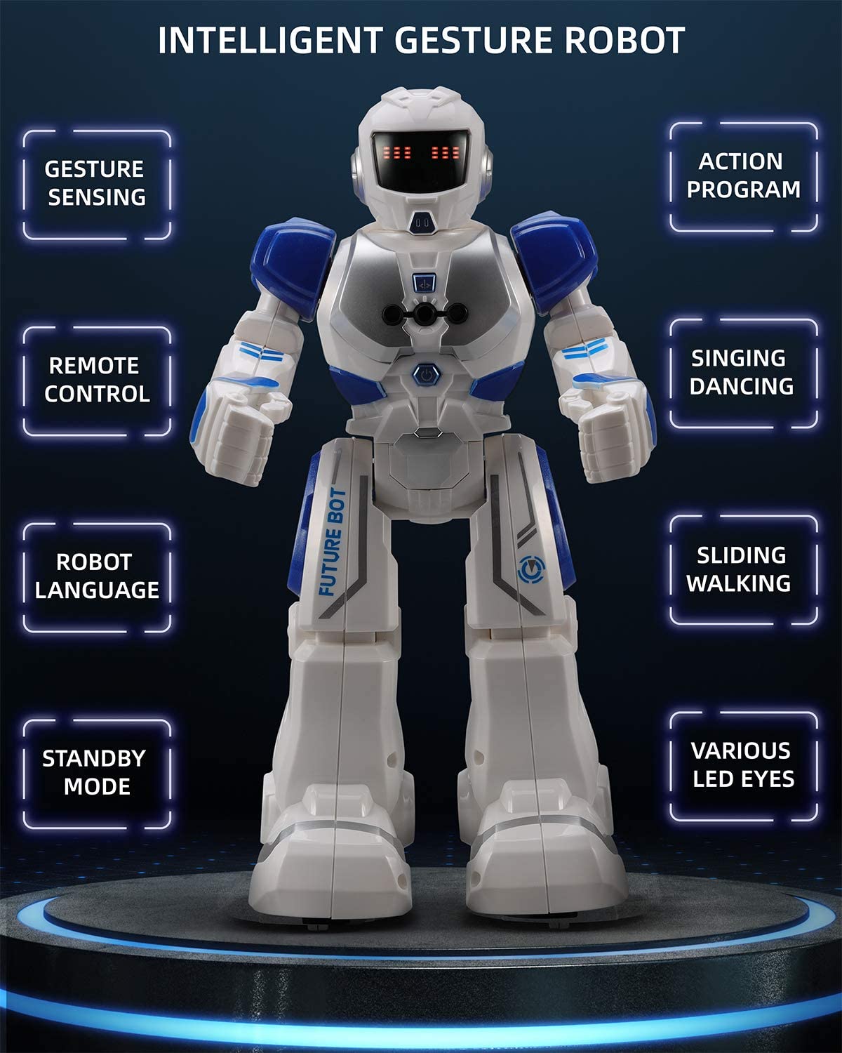 Ruko 6088 Programmable Robot, Gesture Sensing Intelligent Remote Control Robot for Kids 3-6 Years, Christmas Birthday Gift