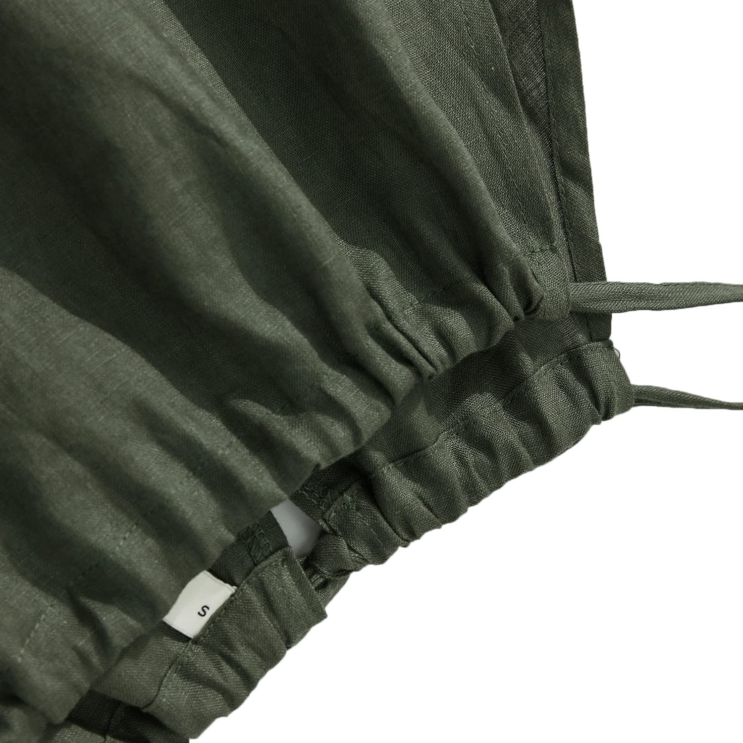 Amazhiyu Vestido largo de lino sin mangas para mujer, con cinturón y bolsillos