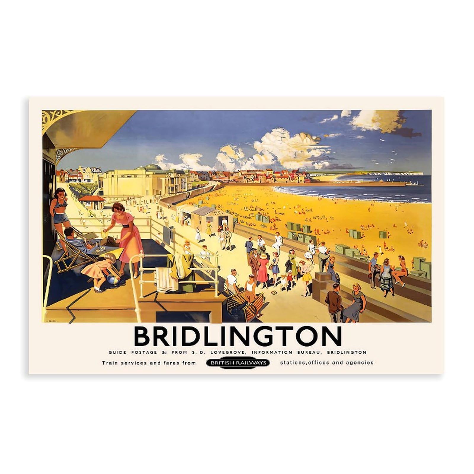 QNVJQKDSI BRIDLINGTON Vintage Art Canvas Poster Wall Art Decor Print Picture Paintings for Living Room Bedroom Decoration 20" L X 30" W