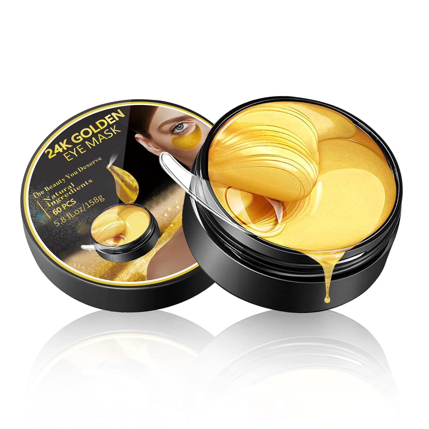 APIKIE 24k Gold Eye Mask for Puffy Eyes 60Pcs Under Eye
