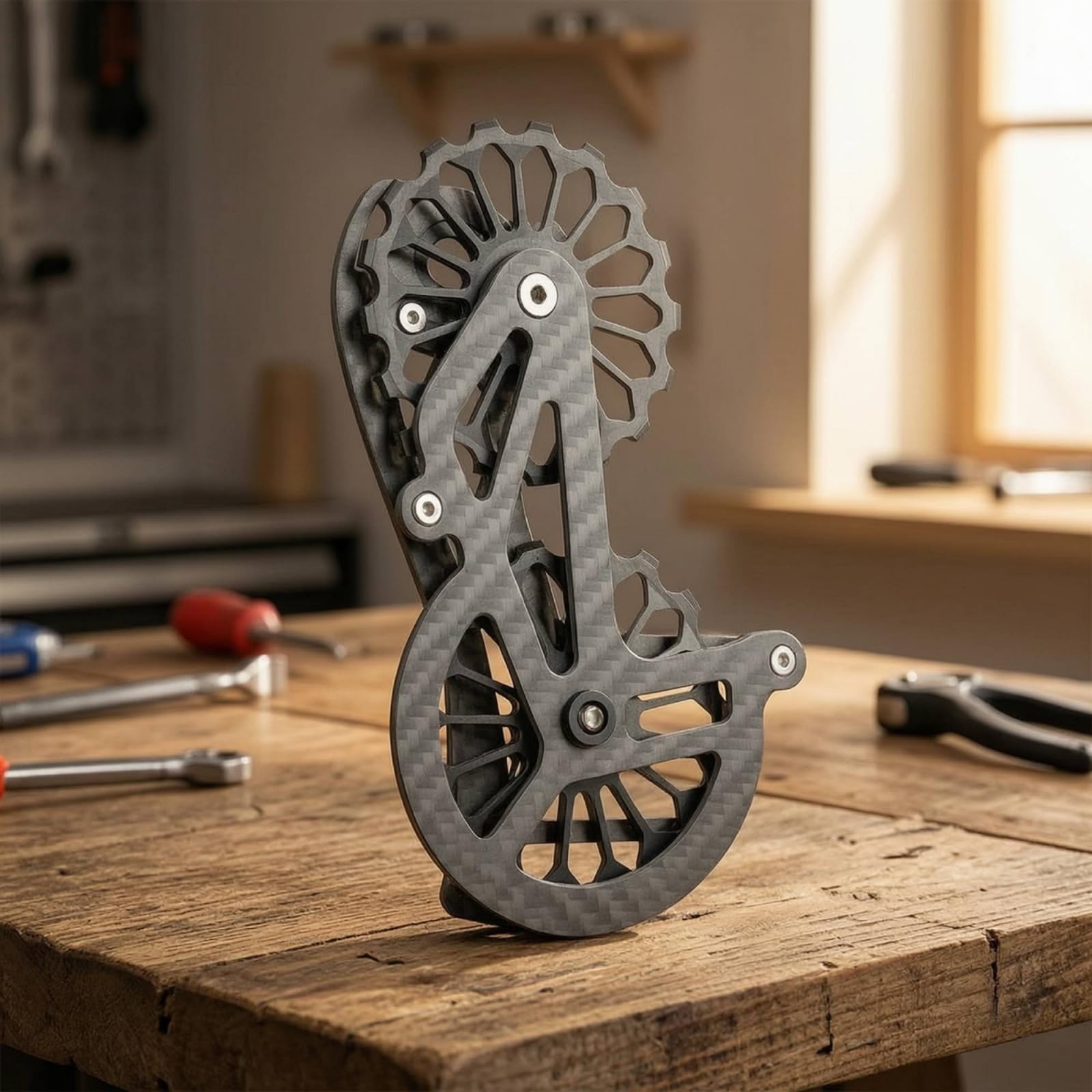 Perfeclan Polea de Desviador de Bicicleta Jaula de Cambio Trasero Conjunto Completo con Placa Aligerada Rodamientos Eficientes Hardware de Montaje Resistente
