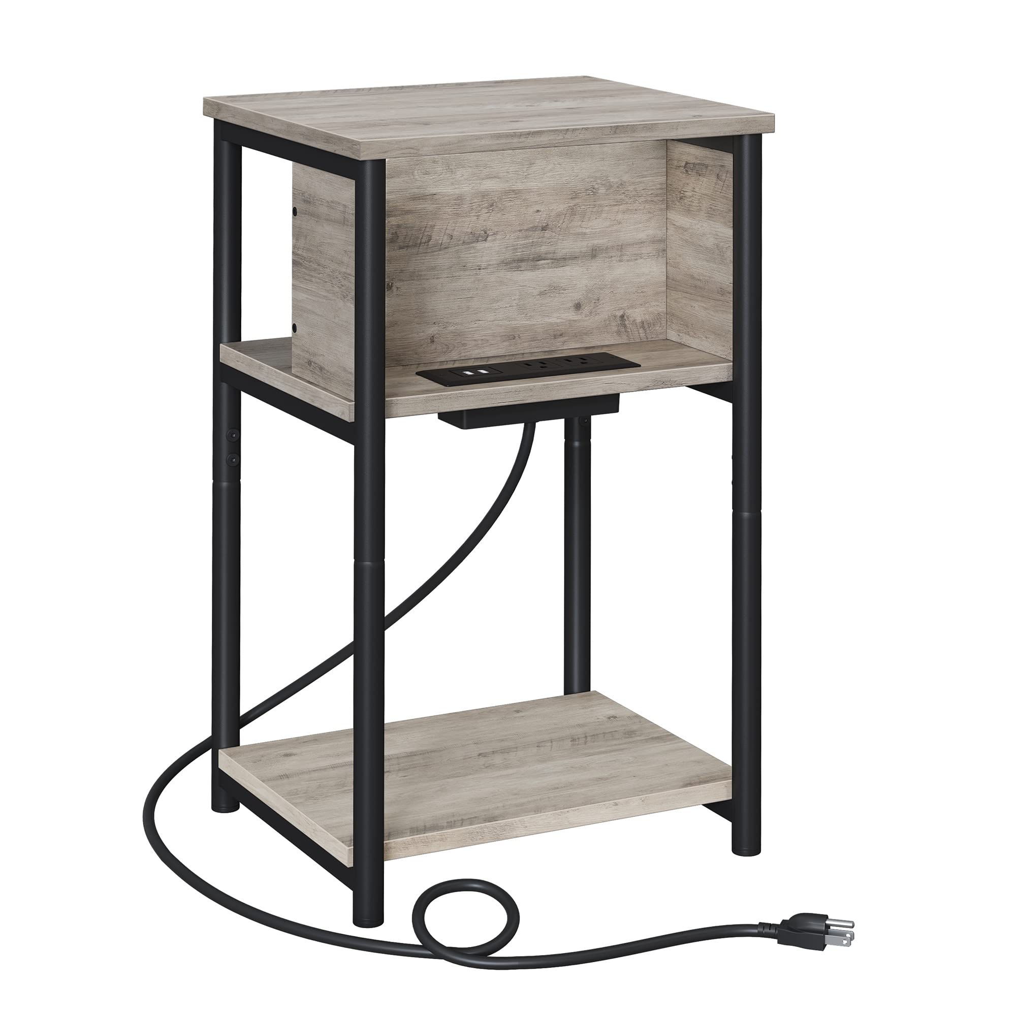 VASAGLE Side Table with Charging Station, 3Tier End Table with USB