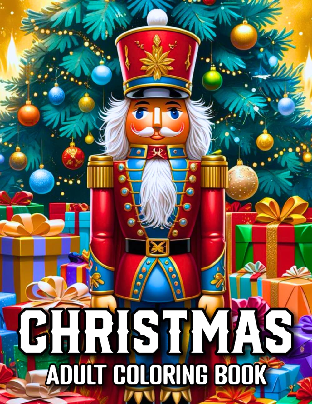 Christmas Coloring Book for Adults: Easy Christmas Coloring Book for Adults 100 Pages Large Print Santa, Reindeer, Ornaments, Wreaths, and Cozy Winter Illustrations