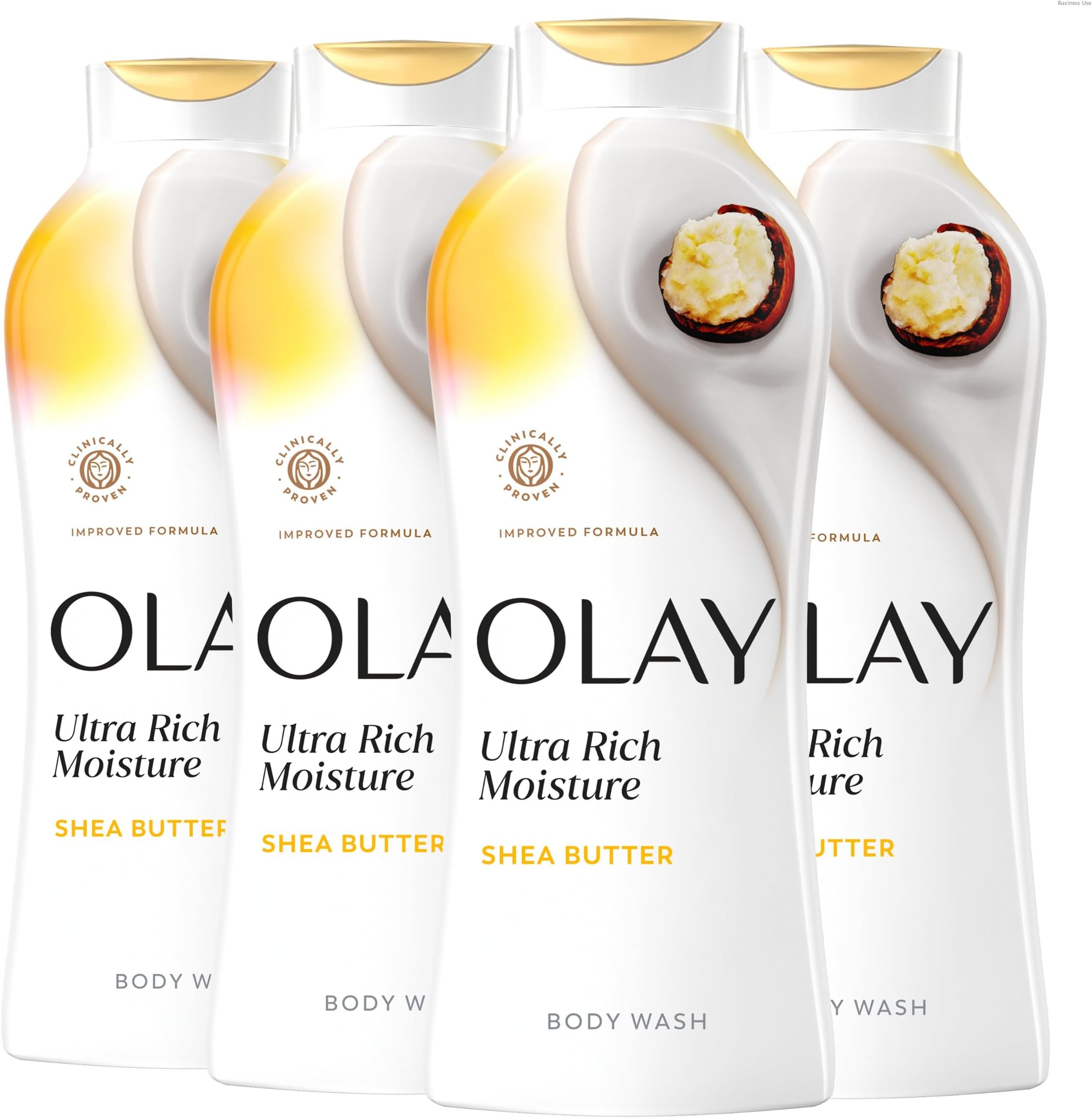 Olay Body Wash for Women, Ultra Moisture, 24hr Moisturizing, Hydrating & Refreshing, B3 Vitamin Complex, Free of Parabens & Phthalates, for All Skin Types, Shea Butter Scent, 22 fl oz (Pack of 4)