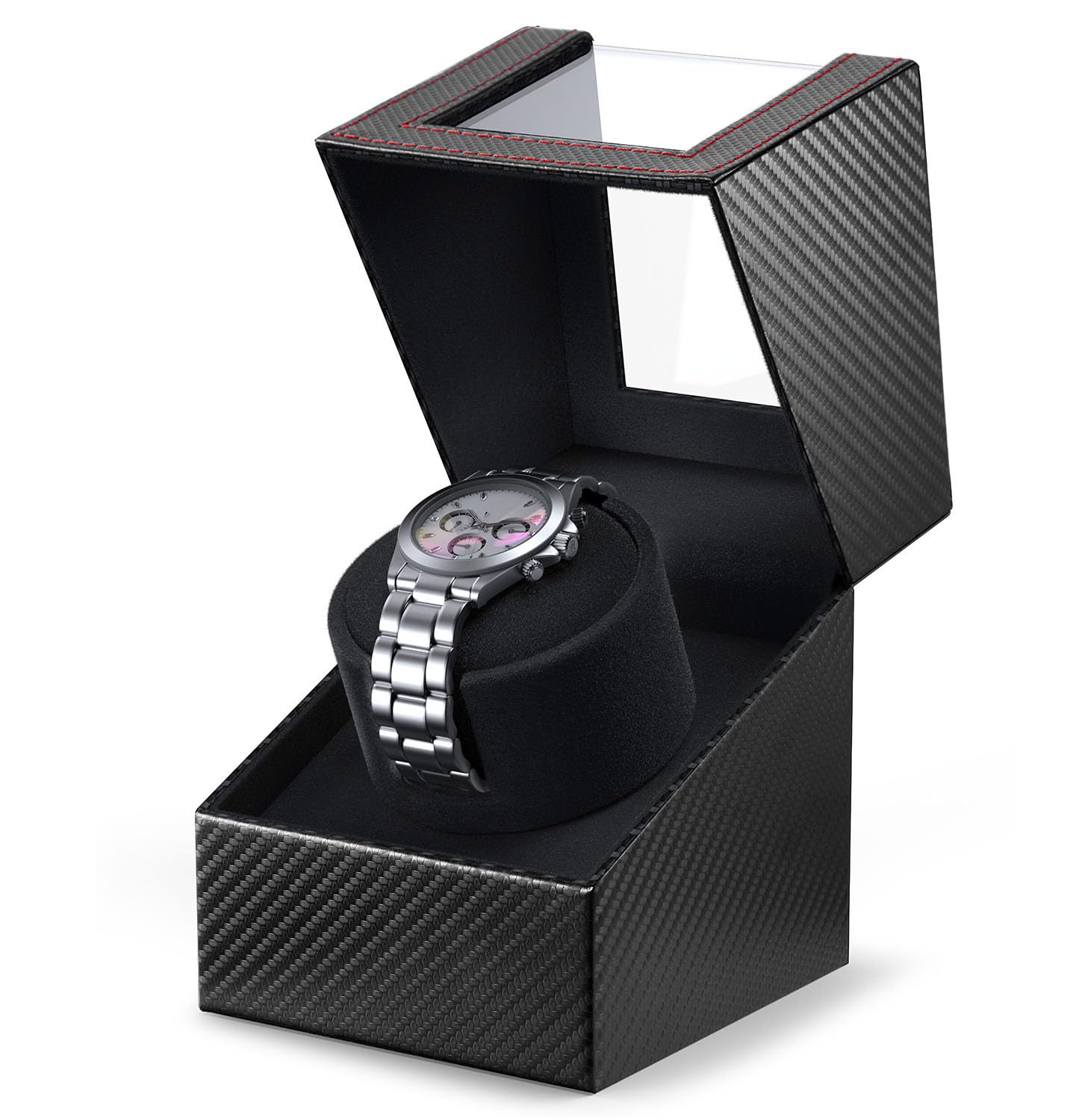 Watch Winder with Japanese Motor – Silent Adjustable Rotation, Premium PU Leather Exterior and Soft Flexible Watch Pillows, for Father's Day Gift for Him, Birthday Gift