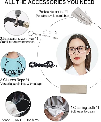 Miniatura 6 de AEZUNI Anteojos de lectura cuadrados de gran tamaño para mujer, de gran tamaño, a la moda, grandes lectores, 100, 150, 200, 250, 300, 350 (Demi,2.0)