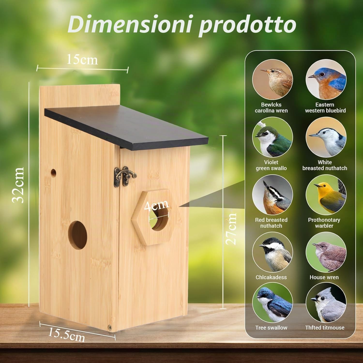 Casetta per uccelli con fotocamera, 5MP HD, per esterni, notifica WiFi 2,4 G e App, osserva la nidificazione e la schiusa, registrazione automatica di video degli uccelli e rilevamento del movimento