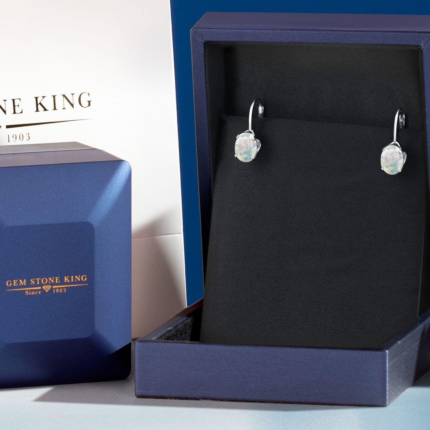 Gem Stone King 8X6MM Oval Drop Dangle Earrings for Women | 925 Sterling Silver | Genuine Gemstone Birthstone Leverback Earrings | Fine Jewelry Gifts for Her Mom Women Wife - Image 5