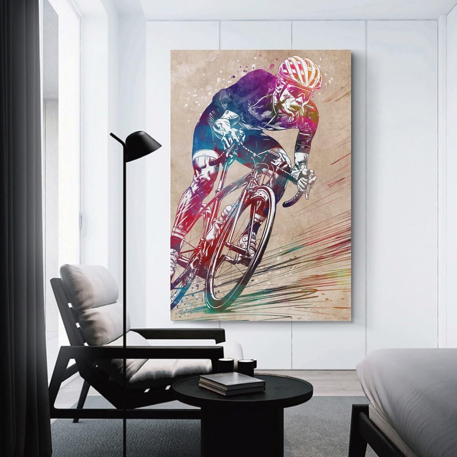 Junmoney Room Decor Wall Art Colorful Cycling Art, 24x36inch(60x90cm), for Gallery Wall Layouts in Home Or Office, Home Wall Art for Statement Displays