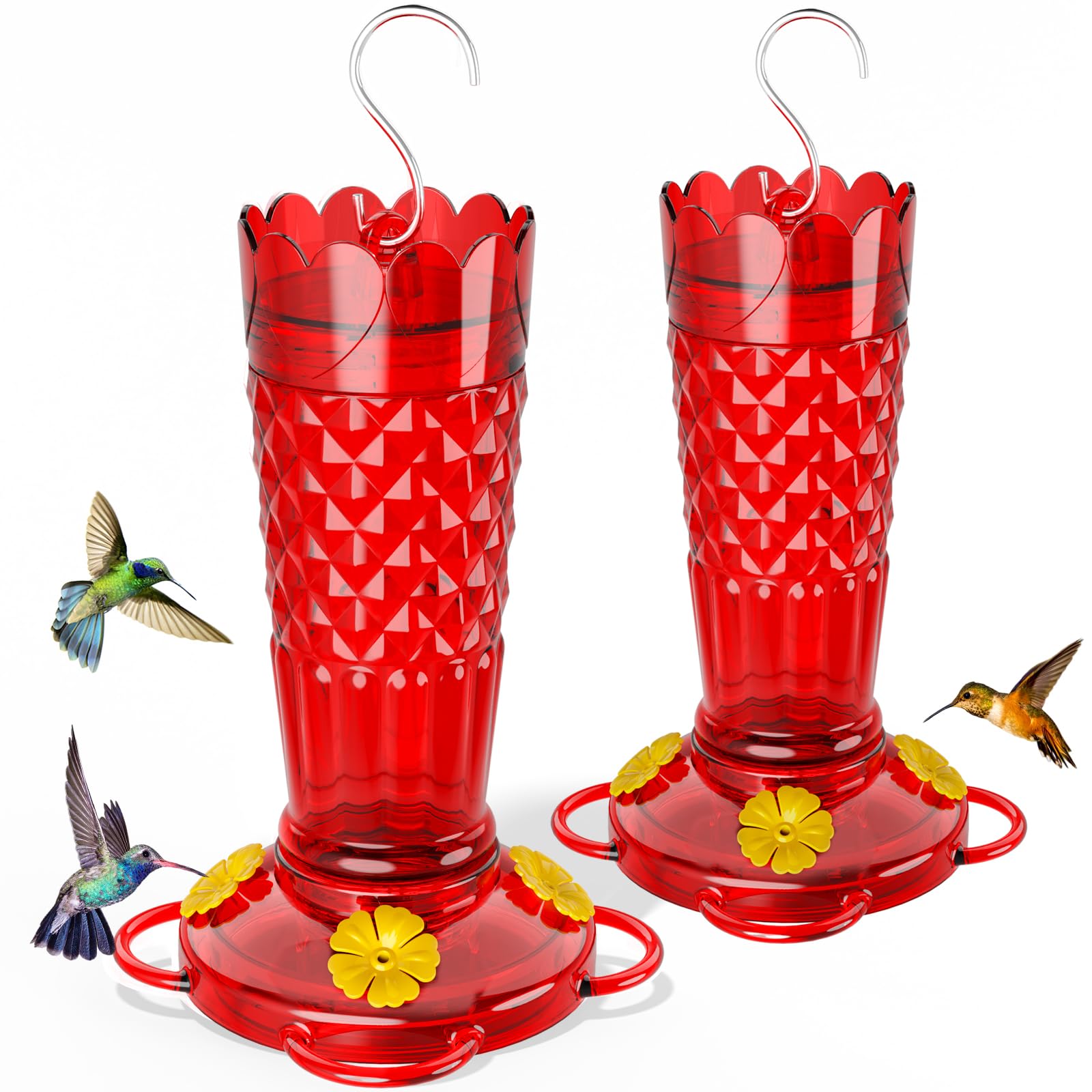 GelinRedcap Plastic Hummingbird Feeders 2-Pack