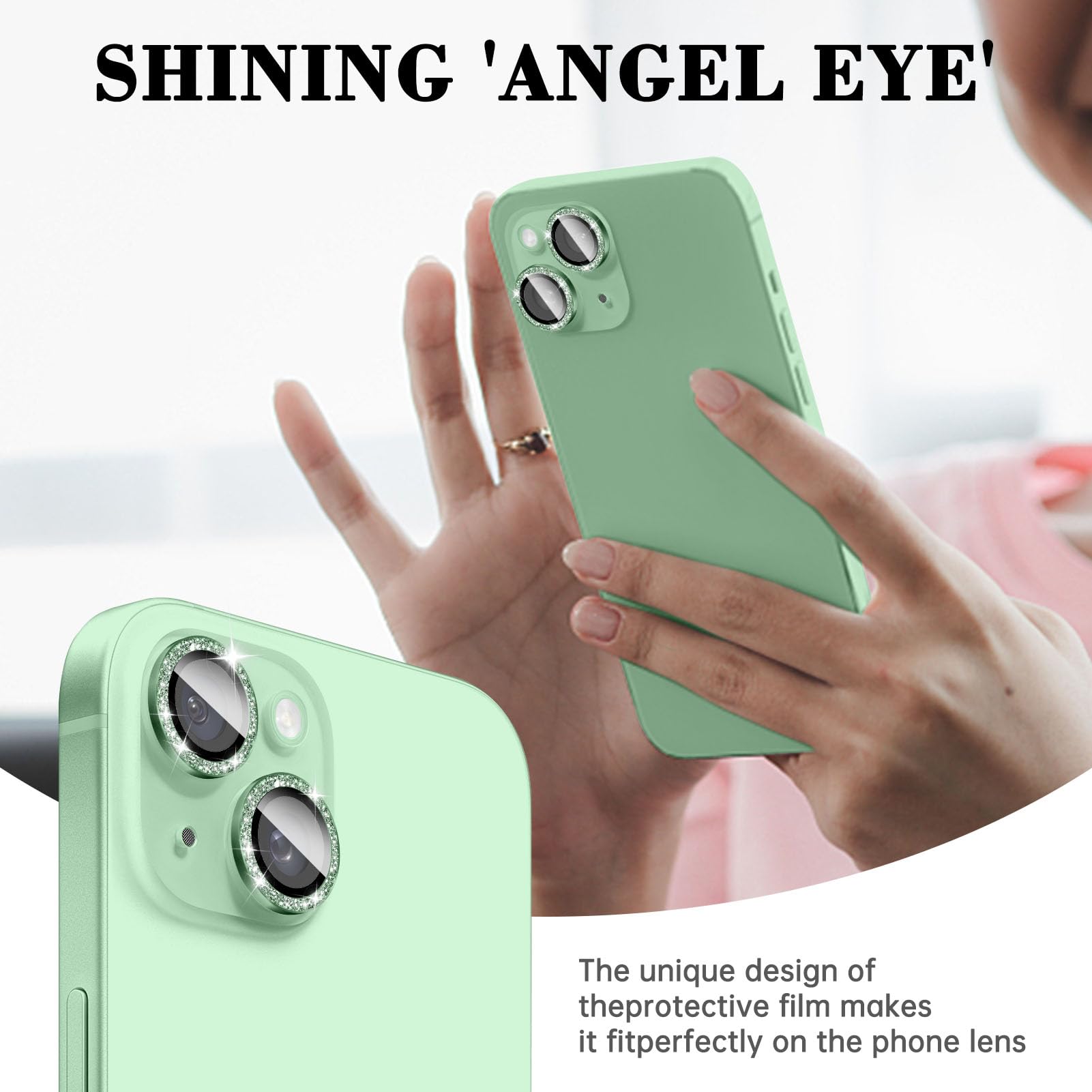 Protezione Lente Fotocamera Per IPhone 12 Con Strass Glitterati - Copriobiettivo Posteriore 3D (Argento), 2 Pezzi