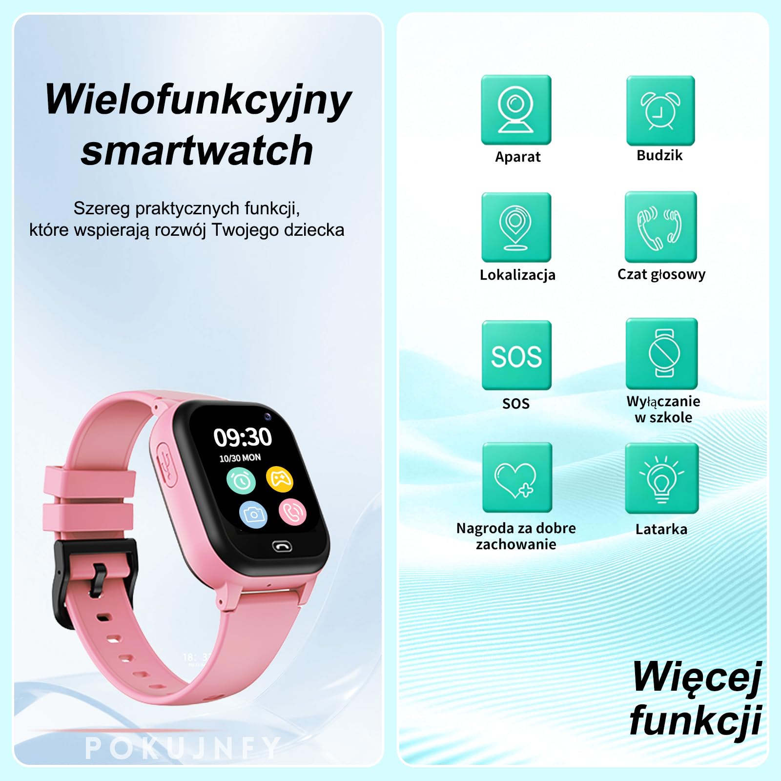 Smartwatch dla Dzieci z GPS SOS Kontakty Czat Rozmowy Telefoniczne | Tryb KlasowyGra Budzik Latarka IP68 Wodoodporny Cyfrowy Prezenty Smartwatch Dziecięcy Chłopcy Dziewczynki
