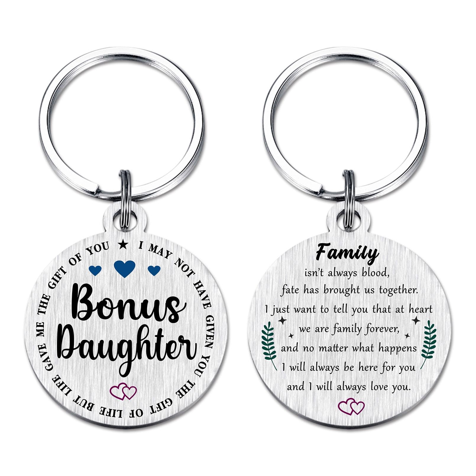 Viayen Gifts for Bonus Daughter, Stepdaughter Unbiological Adopted Step Daughter Stepdaughter Birthday Keychain from Stepmom