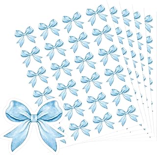 Light blue bow-shaped stickers for envelopes