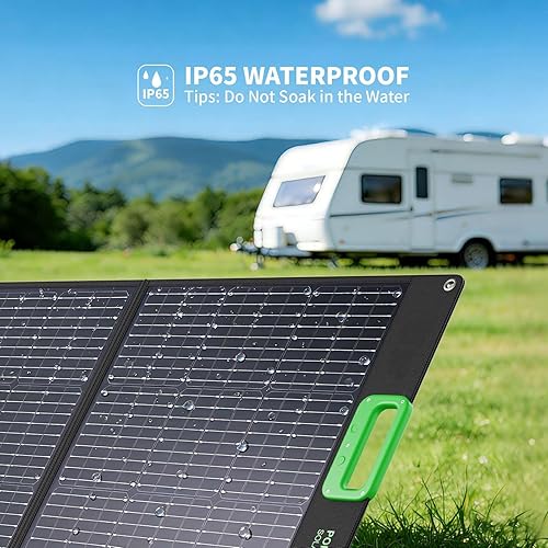 Vista 6 de GRECELL Panel solar portátil de 100W para generador de estación de energía, celda solar plegable de 20V cargador solar con cargador de batería