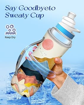 Water Bottle Sleeve for Cirkul 22 oz - 2 Pack Bottles Cover Holder Carrier Bag with Side Handle