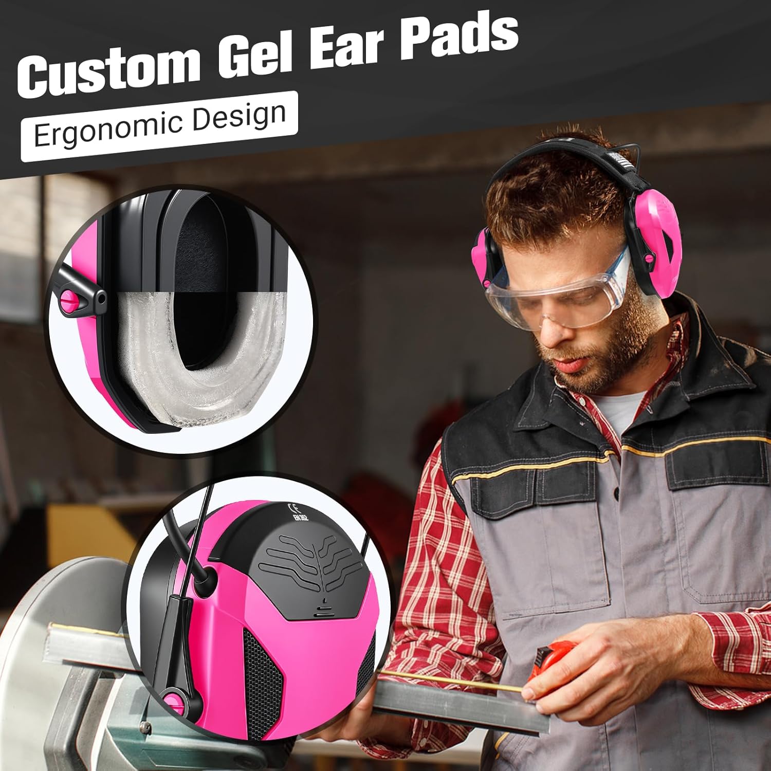 PYBBO Shooting Ear Protection with Gel Ear Pads, NRR 23dB Active Noise Reduction & 3X Sound Amplification Gun Range Earmuffs