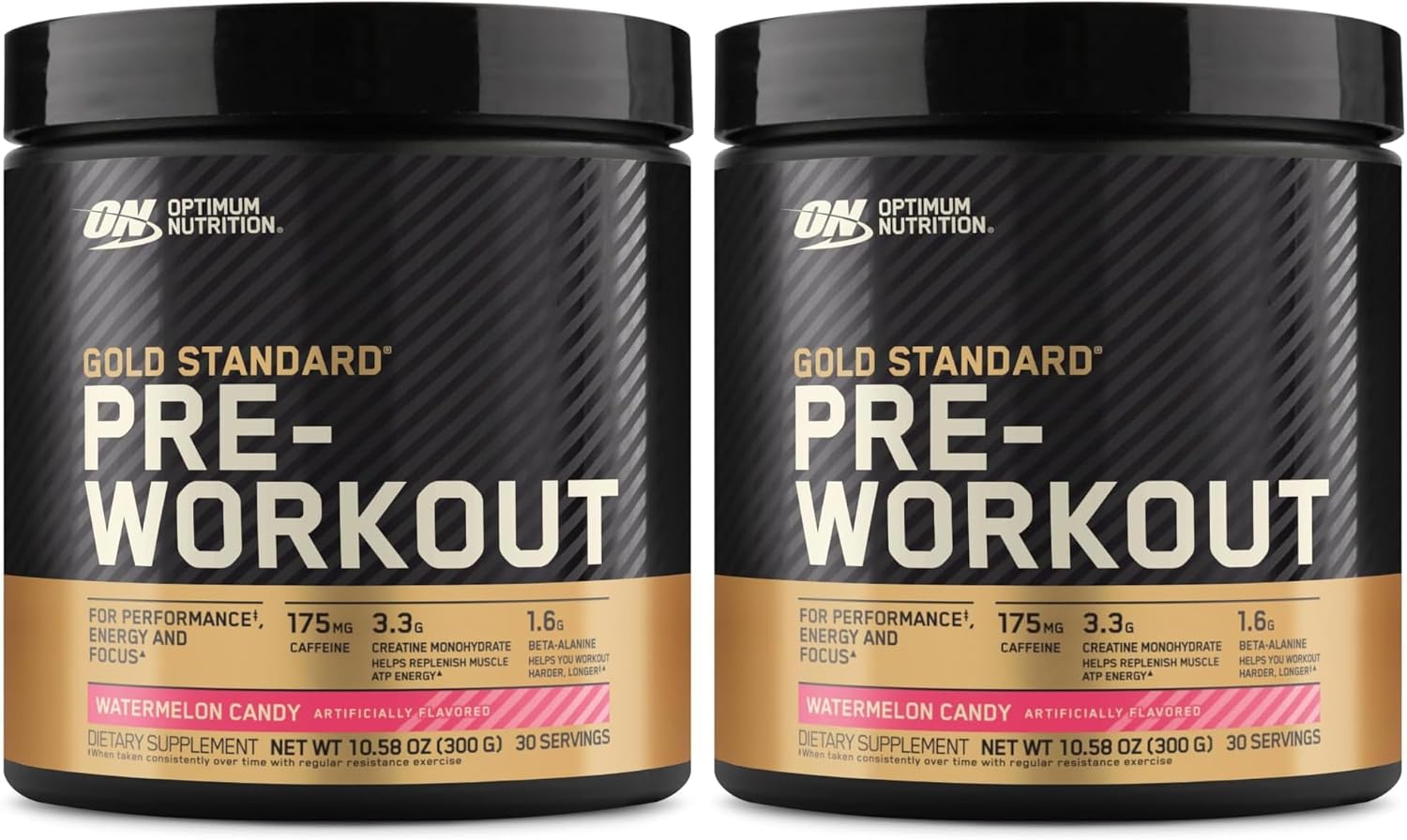 Optimum Nutrition Gold Standard Pre-Workout,Vitamin D for Immune Support,with Creatine,Beta-Alanine,and Caffeine for Energy,Keto Friendly,Watermelon Candy,30 Servings (Packaging May Vary),(Pack of 2)