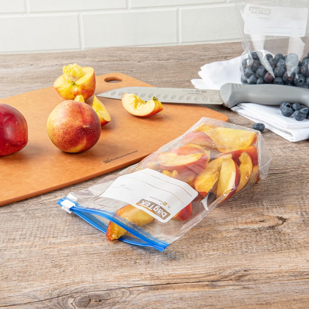Bag Tek - Bolsas deslizantes para congelador de 1 cuarto de galón, 25 bolsas desechables con cremallera - Cremallera deslizante, parte inferior expandible, bolsa de plástico 7