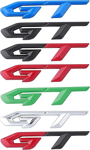 Miniatura 7 de Paquete de 2 calcomanías de aleación de aluminio 3D con emblema de metal GT para decoración para autos, camiones, SUV (negro)
