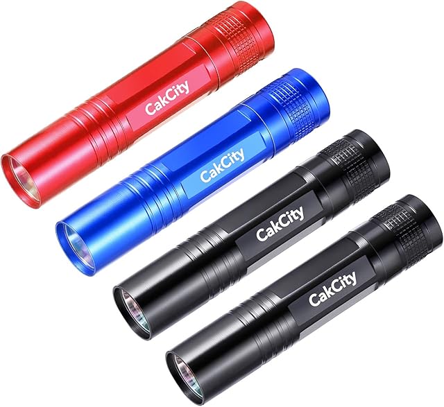 4 Pack LED Pocket Torch Ultra Bright IP44 Outdoor Waterproof Black Portable Small Flashlight with Aluminum Alloy and Keyring for Camping Walking Hiking Climbing etc