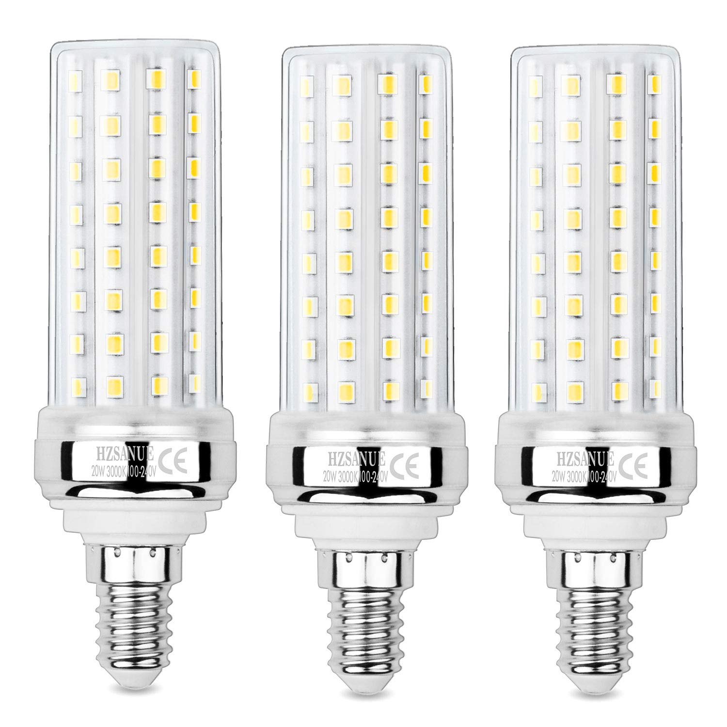 Hzsanue Warm White E14 Led Corn Bulbs 20W, 150W Incandescent Bulbs Equivalent, 2300Lm, 3000K Warm White, E14 Small Edison Screw, Pack Of 3