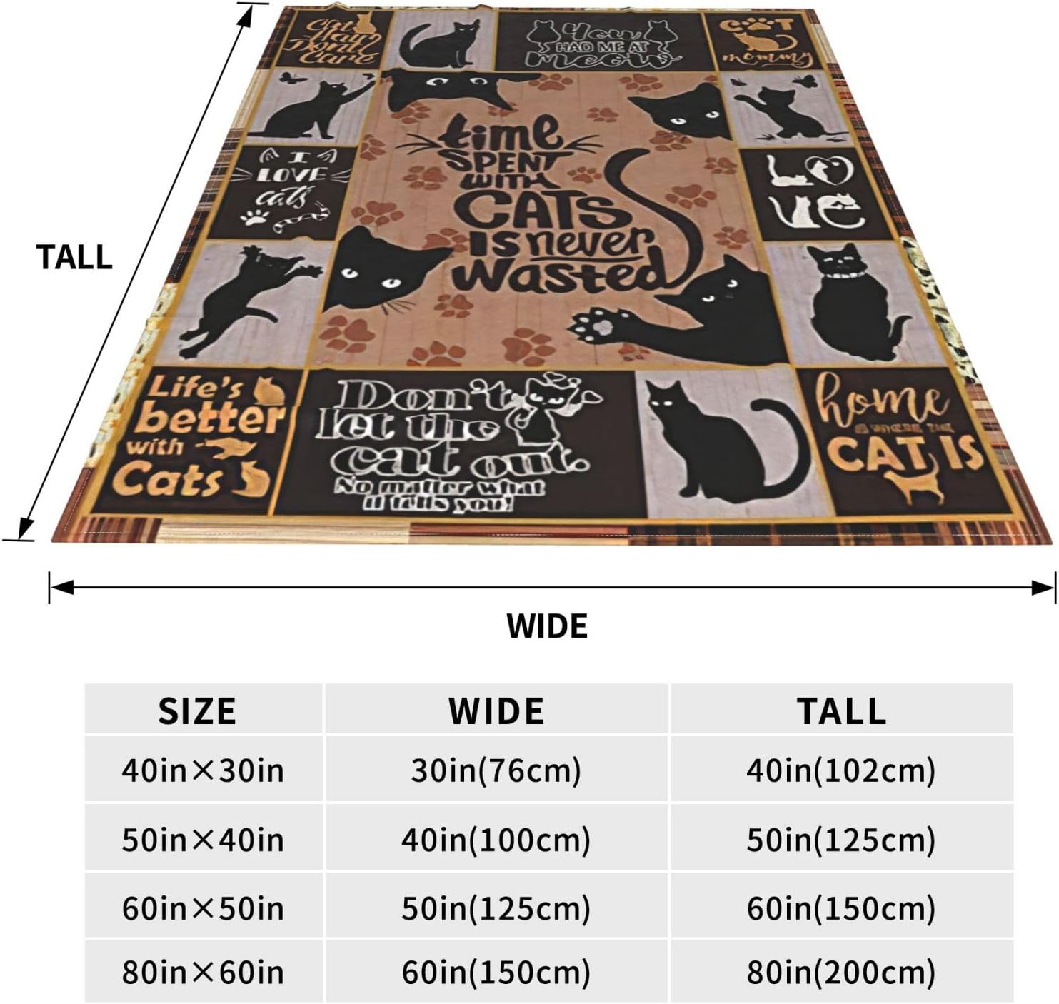 Black Cat Blanket Cute Cat Animal Decor Throw Blanket Cat Gifts for Girls Boys Super Warm Soft Plush Lightweight Fleece Flannel Blanket Winter Couch Sofa Bedding Blanket for Adults Women 50"X40" - Image 8