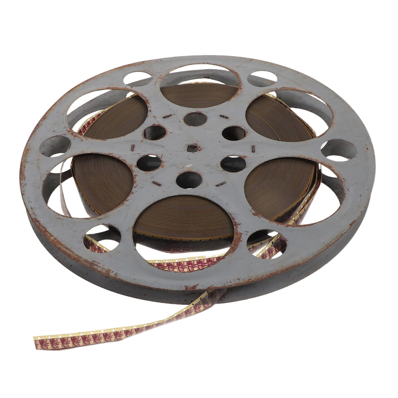 ibasenice Decorazione da Parete Bobina Filmica Vintage 31,5cm in Ferro | Oro, Design Rustico Industriale, per Sala Cinema e Tavoli, Pezzo da Collezione