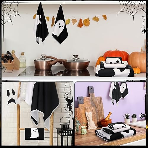 Miniatura 5 de Juego de 3 toallas de baño de gnomo de Navidad, toallas de mano para árbol de Navidad, toallas de baño de copos de nieve, toallas de baño suaves y