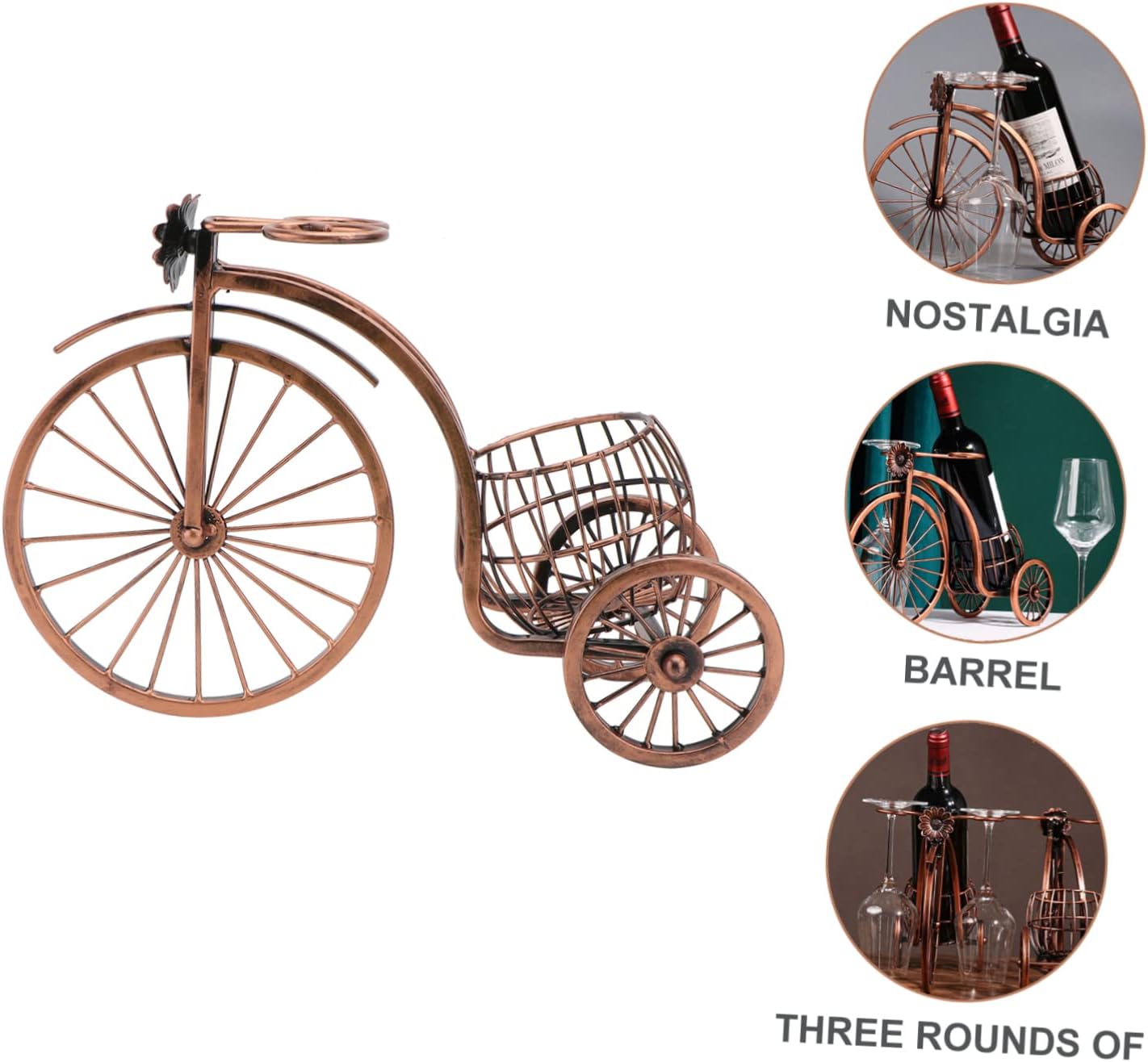 PRETYZOOM Decorative Wine Storage Rack Retro Tricycle Ornament Tabletop Wine Rack Home Decor and Beer Holder