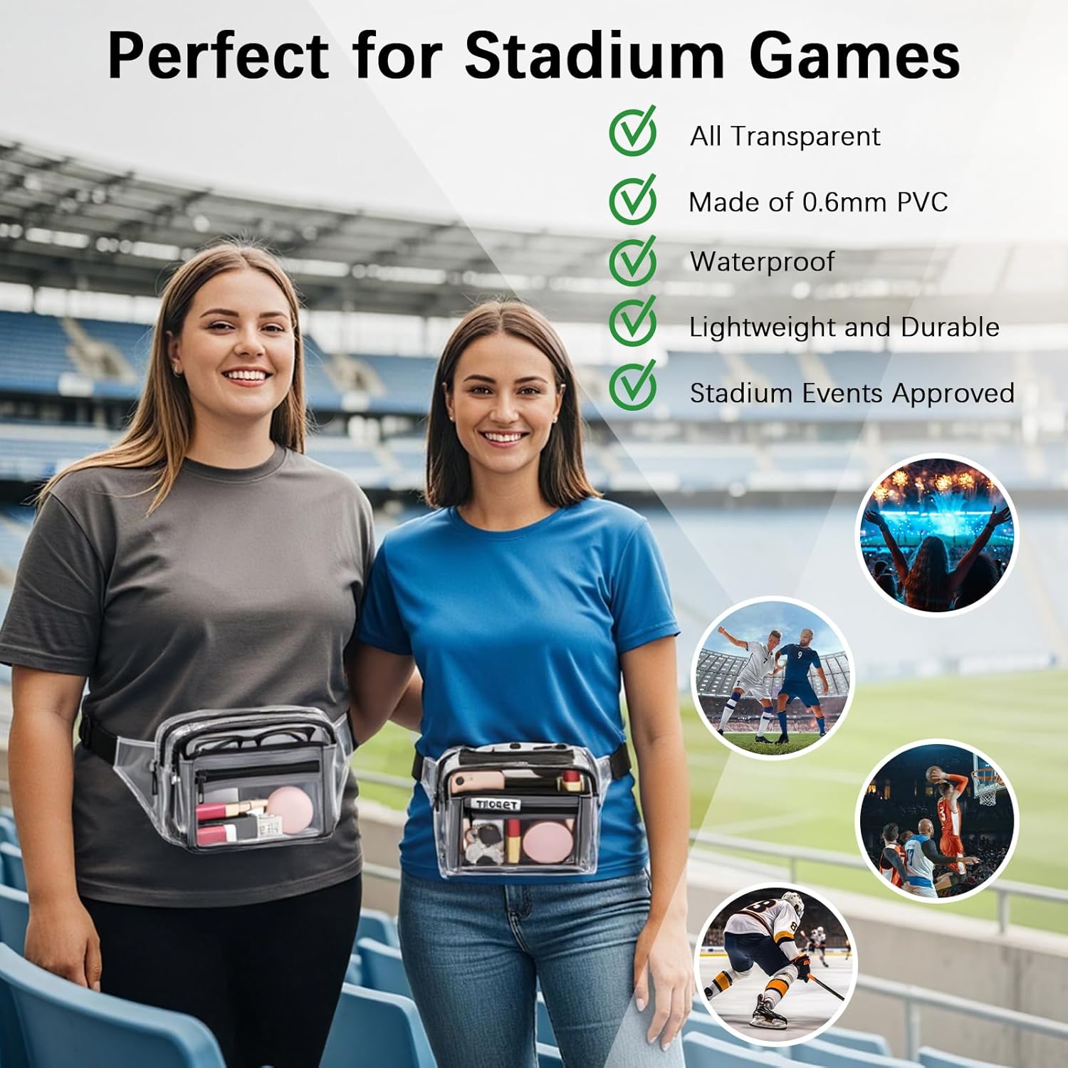 Clear Fanny Pack Stadium Approved Multi-purpose Waist Bag for Work,Travel & Sporting Event - Image 6