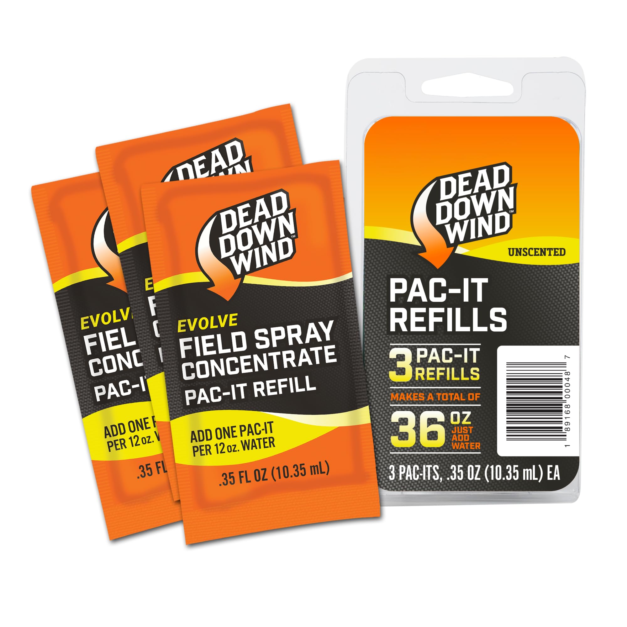 DEAD DOWN WINDEvolve Field Spray Refills - Odor Fighting Hunting Scent Control Spray Packet - Unscented Spray Refill - Easy to Use for Hunting Gear & Clothing (0.35 oz, 3 Pack)