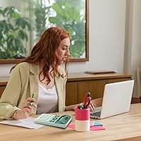 Vista 4 de Calculadora básica verde con pantalla LCD de 12 dígitos, linda para oficina, hogar, escuela