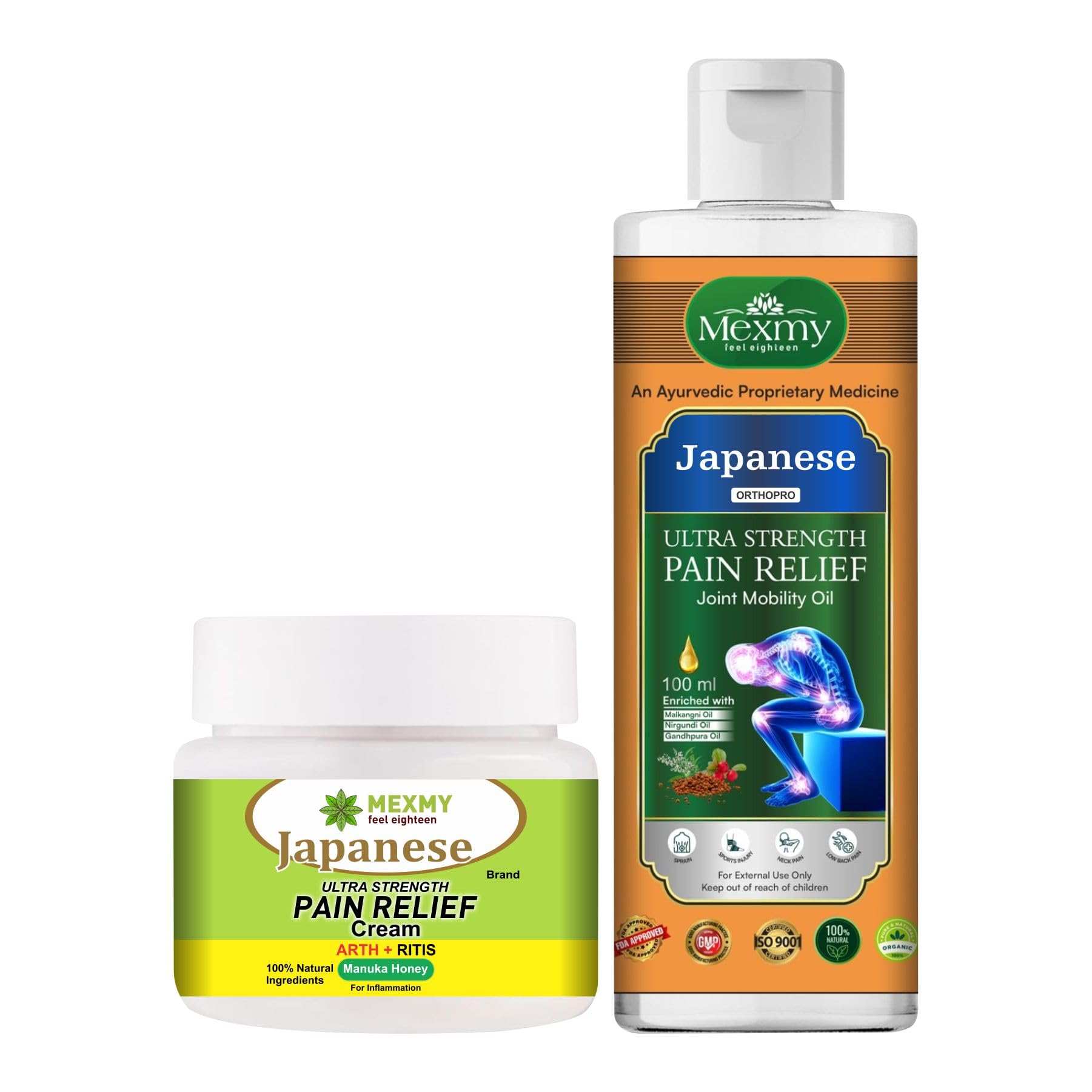 japanese Pain Relief Oil & Cream Combo - 200 Ml | Ayurvedic Medicine Pain Relief From Joint, Muscle, Knee, Shoulder, Muscle Pain Heel & Back | Ideal For Flexible Joint & Neck | Helps Ease Pain