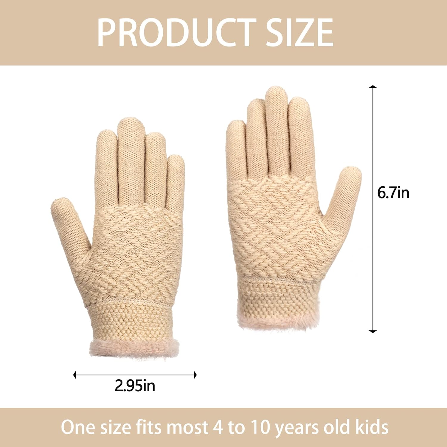 FENELY 2 Pairs Kid Winter Knit Gloves Stretchy Warm Gloves Gift for Boy Girl - Image 4
