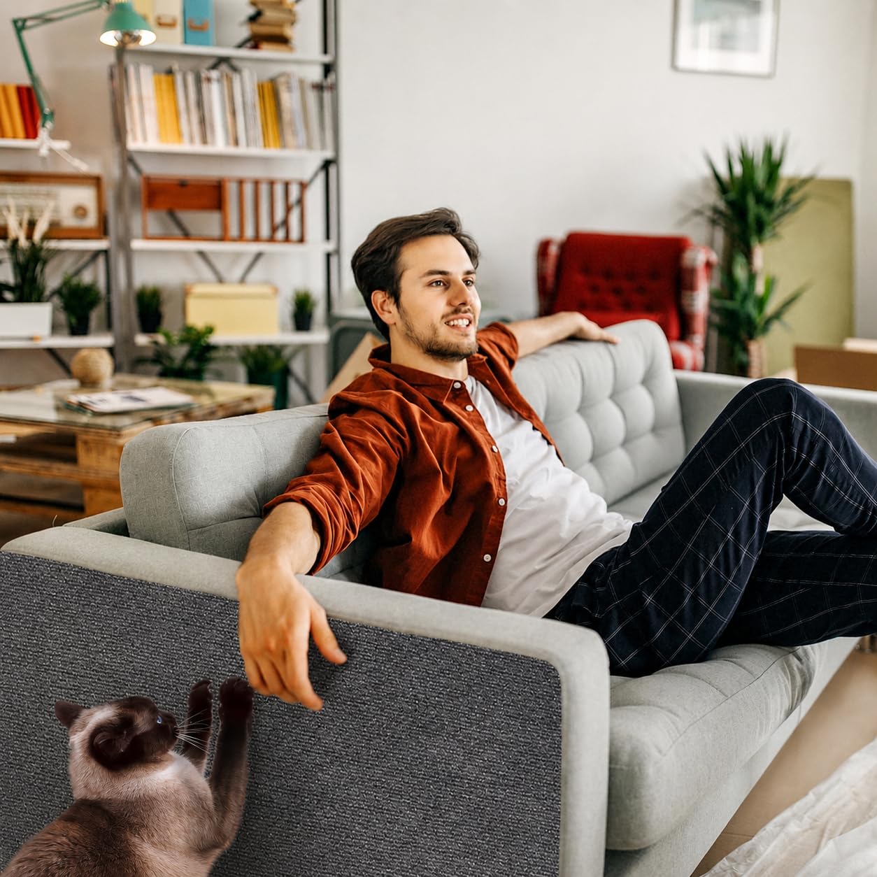 Protector Sofa Gatos Arañazo, Tapete Rascador para Gatos Autoadhesivo, Ideal para Sofás, Muebles y Paredes, Reutilizable, Fácil de Instalar y Recortable para Postes Rascadores