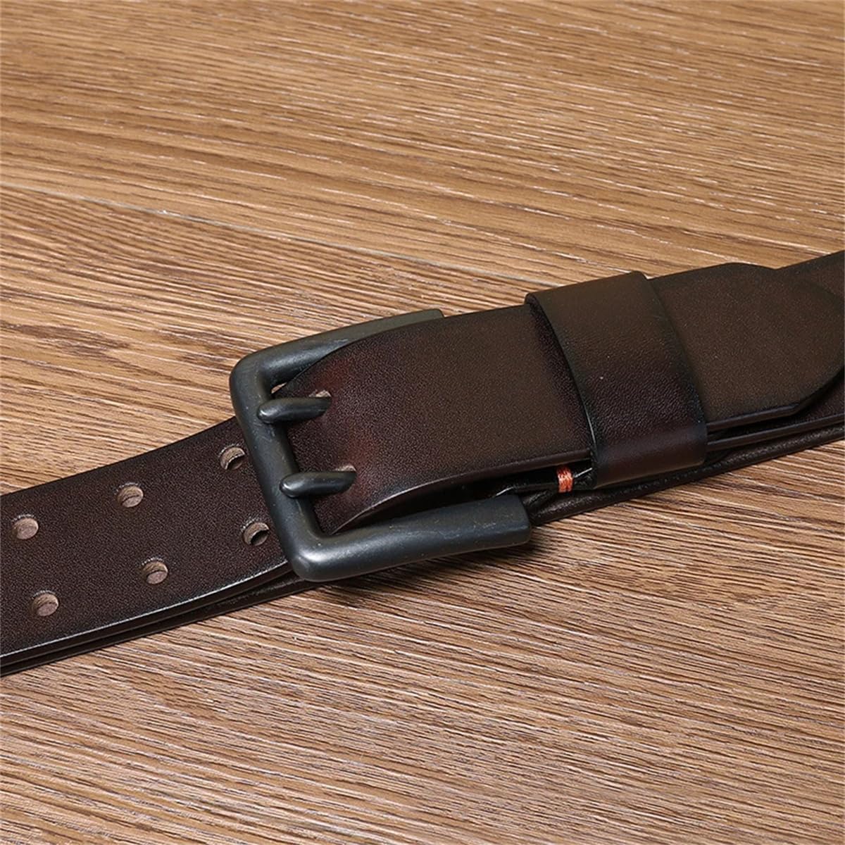 Cinturón De Piel De Vaca Gruesa De 4,3 Cm Para Hombre, Cinturón De Diseñador De Lujo, Hebilla Doble, Cinturón Para Pantalones Vaqueros