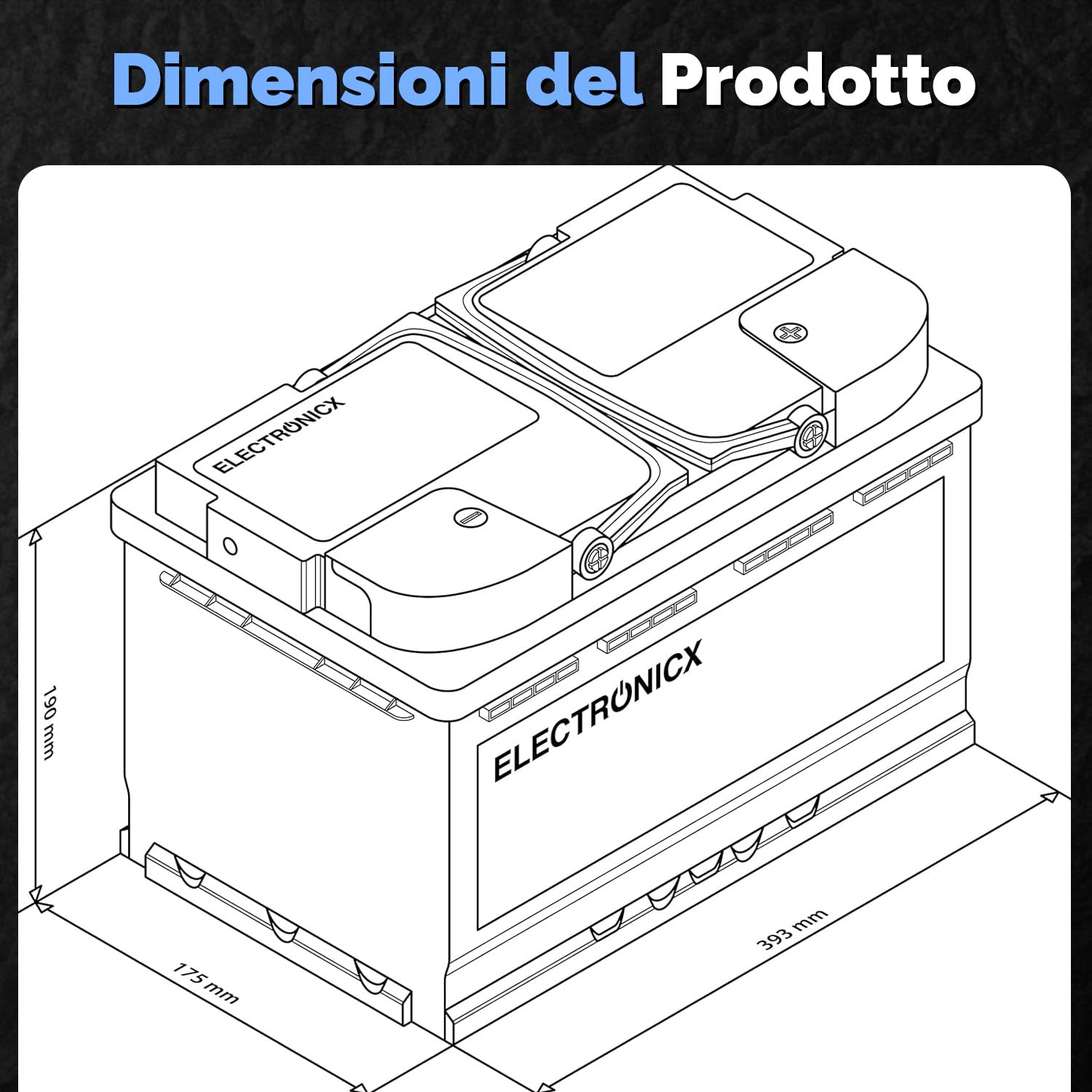 Electronicx Batteria Auto AGM 105Ah 12V – batteria di avviamento 950A EN, AGM 105 Ah, esente da manutenzione, sigillata, resistente alle vibrazioni, compatta, ad alte prestazioni, ideale per auto, SUV