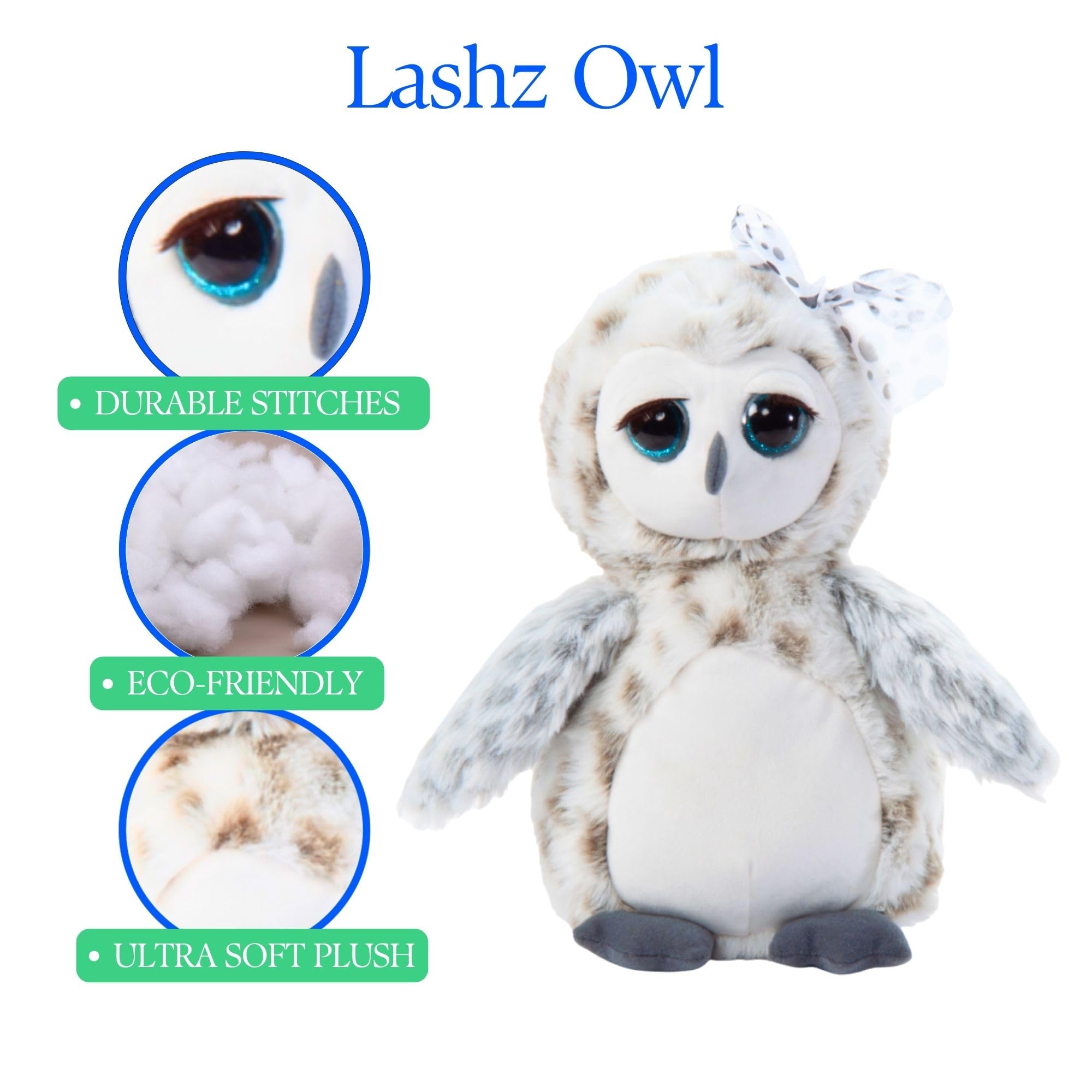 Amazon.com: The Petting Zoo Owl Stuffed Animal Plushie, Lash'z