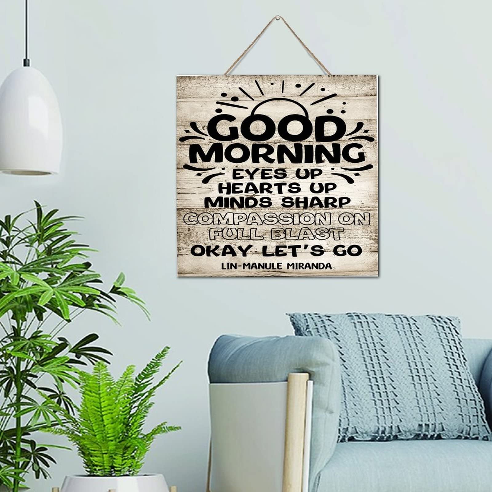 Cadre bois vieilli inscription Good Morning pour un intérieur inspirant
