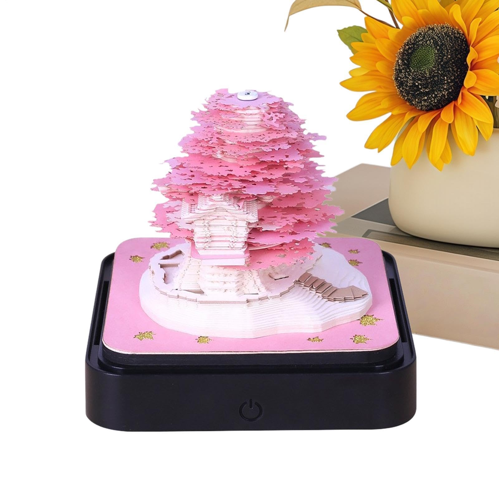 Calendario Scultura Carta 3D Decorazione artistica statua albero casa | Con Custodia Trasparente Carta Staccabile Calendario Scultura Per Monitoraggio Attività, Abitudini, Ufficio, Scuola